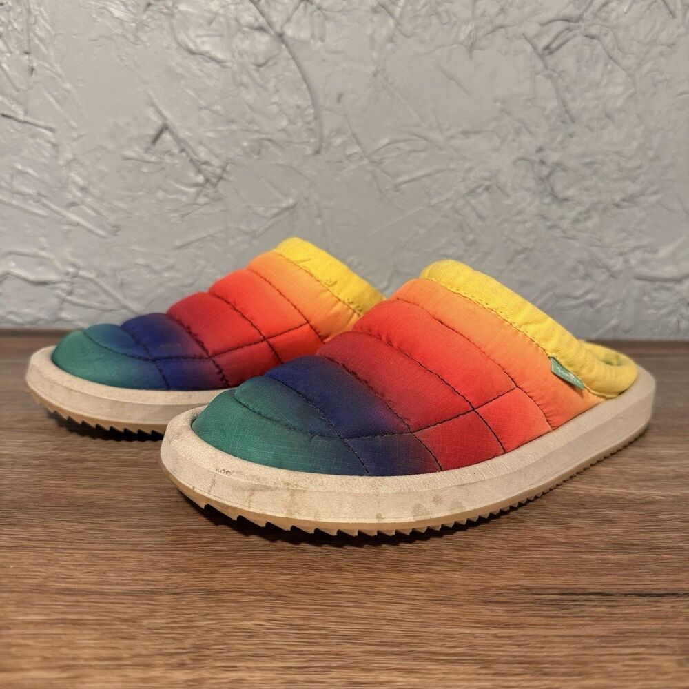 Sanuk Shoes Slippers Lil Puffer Low Mule Rainbow Slides Big Kids 2